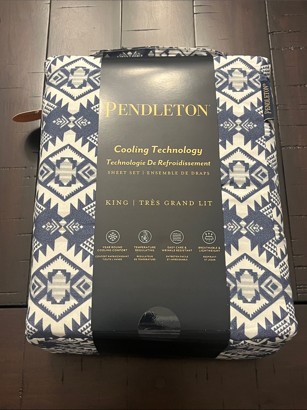 Pendleton Westward Journey King Sheet Set blue new Flat, Fitted, 2 Pillowcases